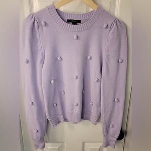 Forever 21 Purple Pom Pom Puff Sleeve Sweater - Medium